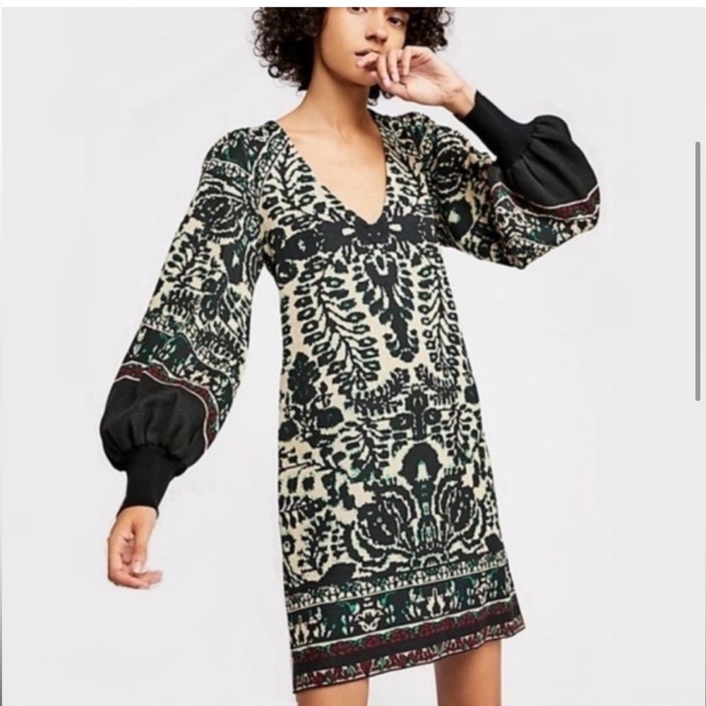 Free People Music & Lyrics Mini Boho Sweater Dress XS